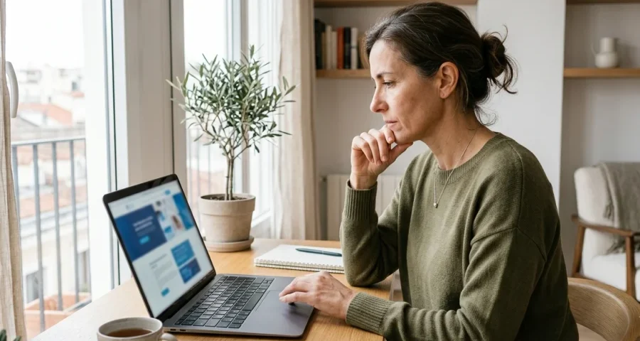 Paciente consultando información de una clínica antes de decidir dónde pedir cita