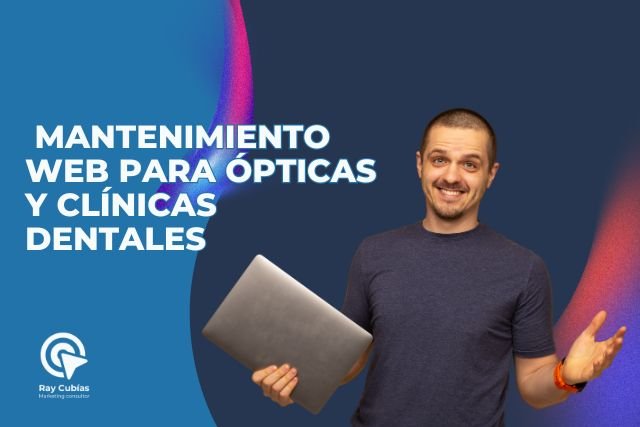 Ilustración representativa del mantenimiento de sitios web en entornos profesionales de salud como clínicas dentales u ópticas.