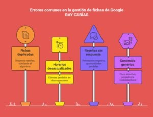 Imagen con gráfico explicando cuáles son los errores más frecuentes a la hora de gestionar la ficha de Google