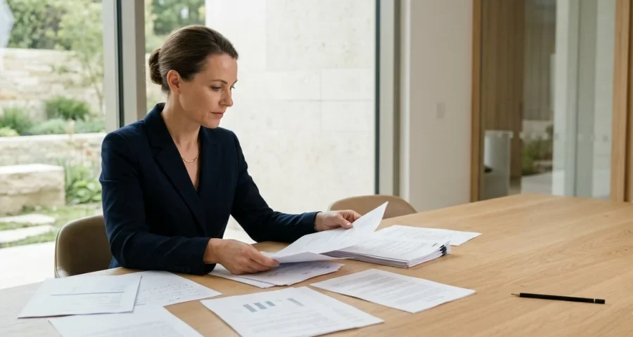 Propietaria de una clínica analizando y reorganizando contenidos para convertir su blog en un activo comercial.