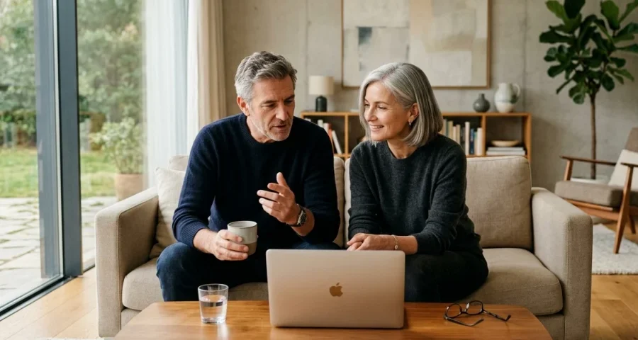 Pareja comparando distintas opciones antes de elegir una clínica o una óptica