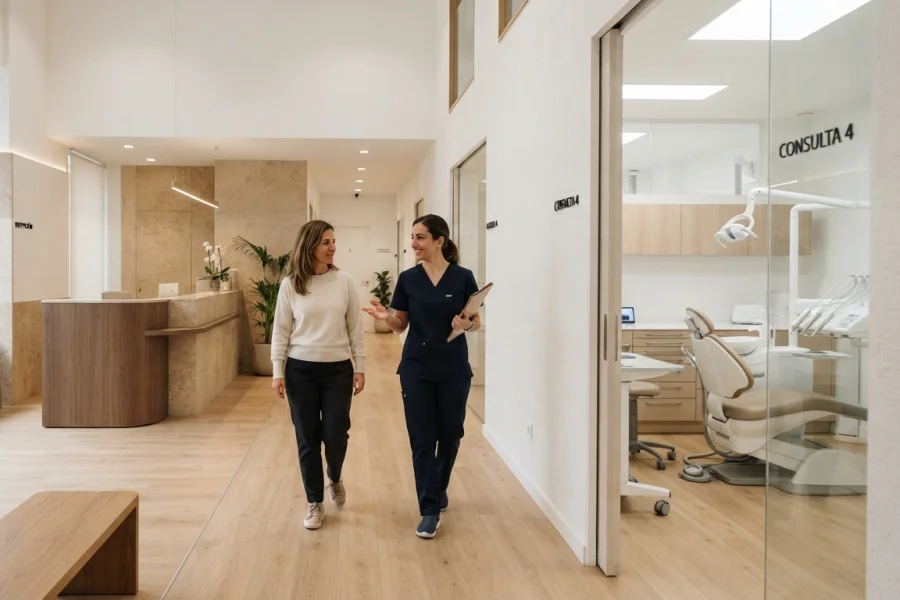 Arquitectura organizada de una clínica alrededor de sus servicios y pacientes